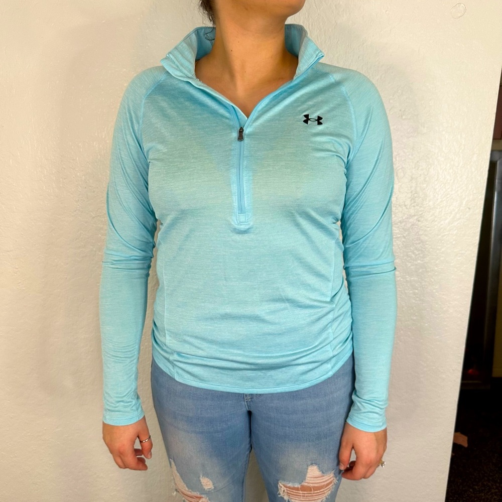 Baby Blue Under Armour Half-Zip Long Sleeve Size Large